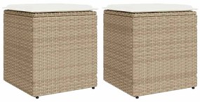 vidaXL 2 db bézs polyrattan kerti szék párnával 40x40x43 cm