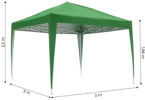 Kerti pavilon 3x3m összecsukható Zöld