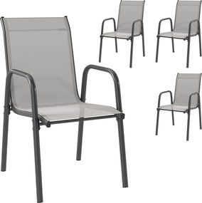 Outsunny 4 darab kerti szék — egymásra rakható terasz-/erkélyszék szellőző háttámlával, karfákkal, időjárásálló, 120 kg teherbírás — 51 x 69 x 87 cm |