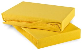 EMI sárga 100% pamutjersey gumis lepedő, 90x200-as lap
