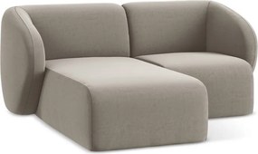 Világosbarna bársony sarokkanapé (bal oldali-heverő résszel) Lani – Makamii