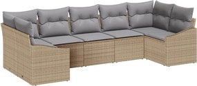 vidaXL Kanapé Szett párnával 7 pcs Bézs polirattan