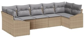 vidaXL Kanapé Szett párnával 7 pcs Bézs polirattan