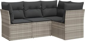 vidaXL 4 részes világosszürke polyrattan kerti ülőgarnitúra párnákkal