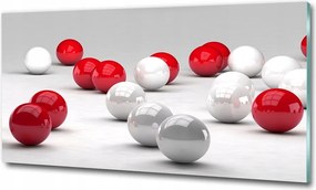 Fotó üvegkép Piros-fehér gömbök 125x50