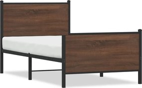 vidaXL barna tölgy színű fém ágykeret matrac nélkül 75 x 190 cm
