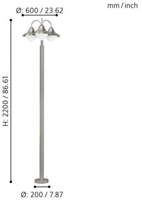 Eglo Sidney 83971 kültéri állólámpa, 3x60W E27