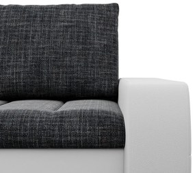 Toronto sarokkanapé, 2 ágyneműtartóval, fonott + műbőr, baloldali, sötétszürke - fehér