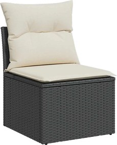 vidaXL fekete polyrattan karfa nélküli kerti kanapé párnával