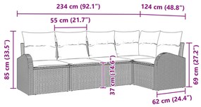 5 Részes Kerti Kanapé Szett Párnákkal Bézs Poly Rattan