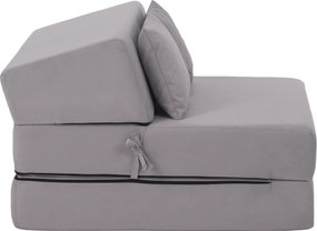 Összecsukható matrac/fotel, 2v1, világosszürke, PELOS