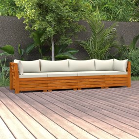vidaXL 4 személyes tömör akácfa kerti kanapé párnával