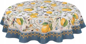 Abrosz 140x140 cm Lima citrom kék skandináv mintás kerek asztal