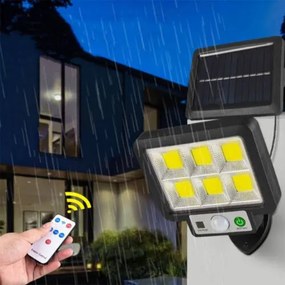 KÜLTÉRI SZOLÁR FALI LED LÁMPA - MX-781-6 8 Napelemes LED Fényszóró távirányítóval