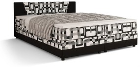 Franciaágy  Boxspring 180 cm Linda (minta + fekete) (matraccal és tárolóhellyel). 1046634
