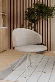 MAZZONI EXPORT NELA Bézs Latte (Monza 60 szövet)/bézs lábak - MODERN BOUCLÉ KÁRPITOZOTT FORGÓSZÉK BOHO STÍLUSÚ NAPPALIBA/ÉTKEZŐBE/IRODÁBA
