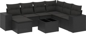 vidaXL 8 részes fekete polyrattan kerti ülőgarnitúra párnákkal