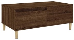 Barna tölgyszínű szerelt fa dohányzóasztal 90x50x36,5 cm