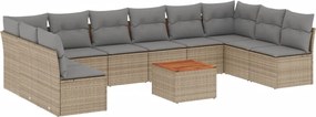 vidaXL 11 részes bézs polyrattan kerti ülőgarnitúra párnákkal