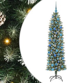 vidaXL Mű Karcsú Karácsonyi Fa 300 LED-del Zöld és Fehér 180 cm
