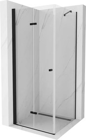 Mexen Lima  Zuhanykabin Csukló ajtóval  80 x 80 cm,  átlátszó üveg, fekete  - 856-080-080-70-00 Csukló ajtós