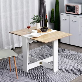 HOMCOM Összecsukható Étkezőasztal Konyhai Oldaltábla 2 Lehajtható Szárral Helytakarékos Modern Dizájn 103x76x73.5cm Fa | Aosom