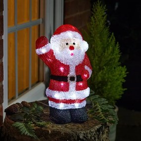 Karácsonyi kültéri elemes világító Mikulás figura 28 cm hideg fehér &#8211; időzítős