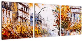 Kép - Utca Párizsban (órával) (90x30 cm)