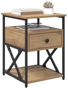 Éjjeliszekrény fiókkal kézműves tölgy 40 x 42 x 55 cm Faanyag