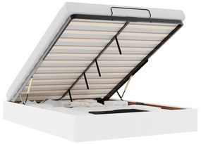 Ottomán ágykeret matrac nélkül fehér 140x190 cm műbőr