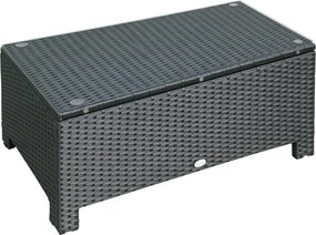 Outsunny Kerti Oldalasztal Kávézóasztal Teraszasztal Erkélyasztal Poly Rattan Fekete 85 x 50 x 39 cm | Aosom