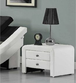 Éjjeliszekrény, fehér textilbőr, WILSON