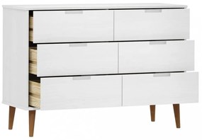 MOLDE fehér tömör fenyőfa fiókos szekrény 113 x 40 x 80 cm