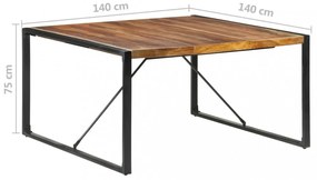 Paliszander felületű tömör fa étkezőasztal 140 x 140 x 75 cm