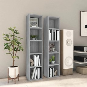 2 db szürke sonoma színű szerelt fa CD-szekrény 21x16x93,5 cm