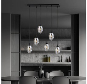 Csillár zsinóron ASTRAL 6xE14/10W/230V fekete/füstös