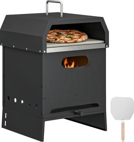 Outsunny 3 az 1-ben kültéri fatüzelésű pizzakemence, rozsdamentes acél kétszintes sütő pizzakővel, fogantyúkkal és lapáttal — hordozható teraszsütő ke