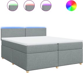 vidaXL világosszürke szövet rugós ágy matraccal 200 x 200 cm