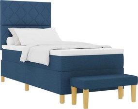 vidaXL Boxrugós ágy matracmal fejtámlával Kék 100 x 200 cm szövet
