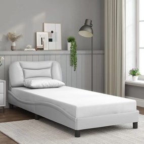 fehér műbőr ágykeret LED-világítással 90 x 200 cm