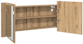 LED Tükörszekrény Kézműves Tölgyfa 100x12x45 cm Mérnöki Fa