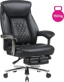 Irodai szék, fekete ekobőr/króm, teherbírás 150 kg, URIEN