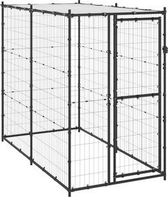 vidaXL kültéri acél kutyakennel tetővel 110 x 220 x 180 cm