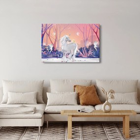 Kép - egyszarvú alatt egy varázslatos erdőben (90x60 cm)