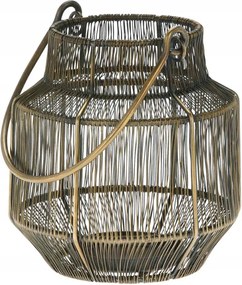 Drótos lampion nyéllel antik arany 18 cm