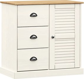 vidaXL VIGO fehér tömör fenyőfa fiókos tálalószekrény 78x40x75 cm
