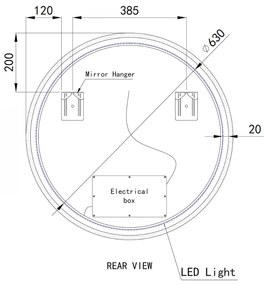 Kerek Led tükör Ø70cm Welland Alpha | Fényerő + színhőfok állítás