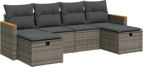 vidaXL 6 részes szürke polyrattan kerti ülőgarnitúra párnákkal