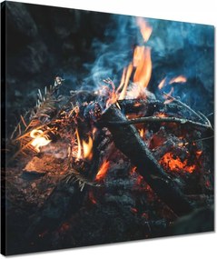 Vászonkép 40x40 Tűz az éjszakában az erdőben