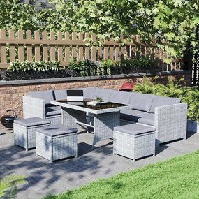 VERANO Nagy kerti rattan ganitúra - szürke